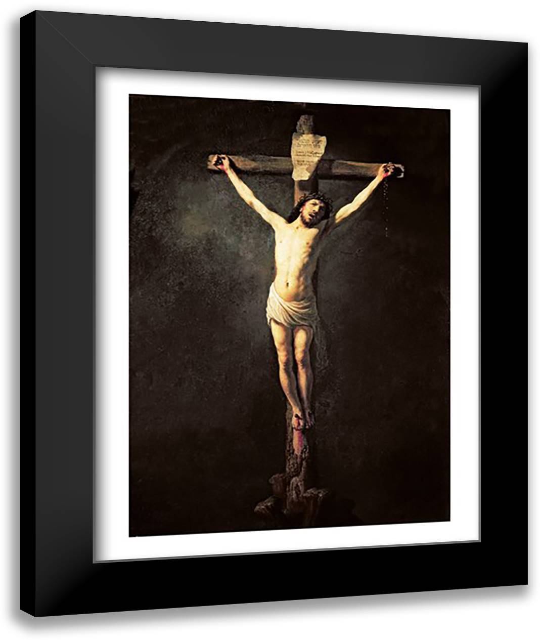 Christ on the Cross 22x28 Black Modern Wood Framed Art Print Poster by Rembrandt