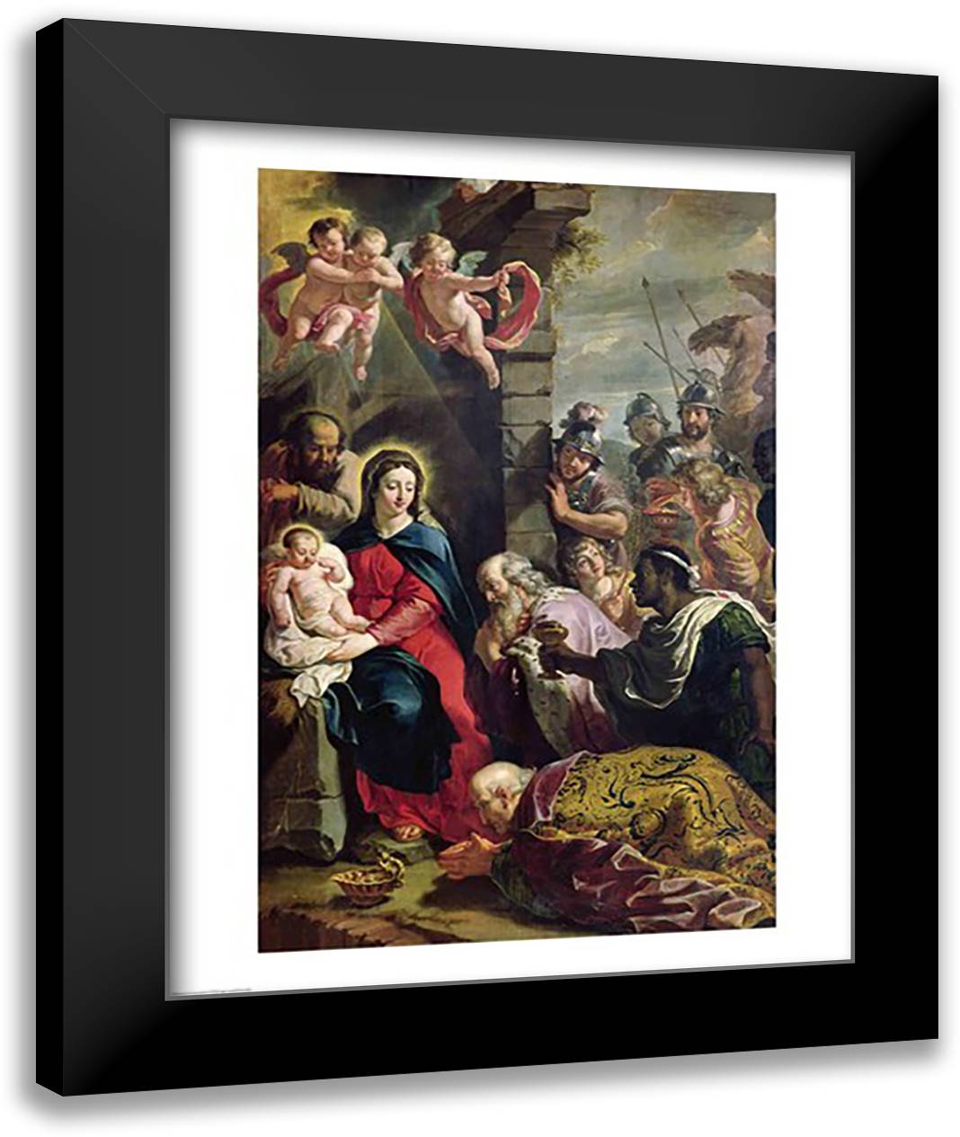 Adoration of the Magi 22x28 Black Modern Wood Framed Art Print Poster by Champaigne, Philippe De