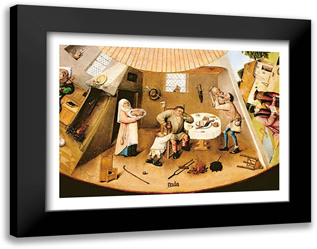 Gluttony, detail from the Table of the Seven Deadly Sins and the Four Last Things, c.1480 28x22 Black Modern Wood Framed Art Print Poster by Bosch, Hieronymus