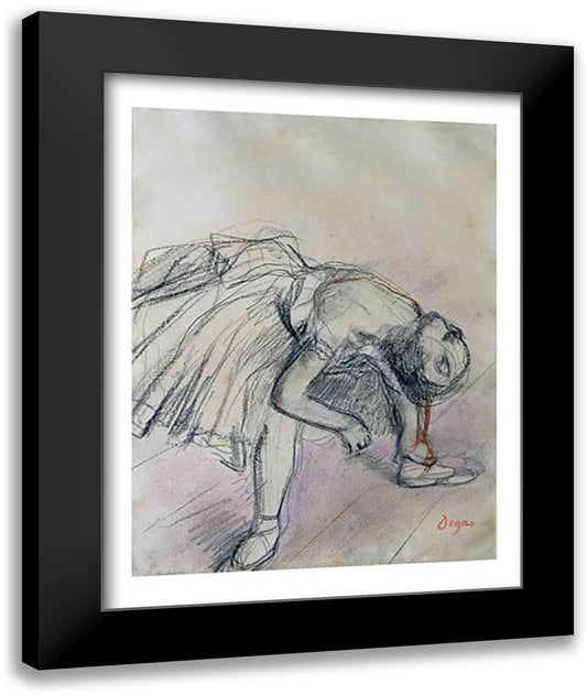 Dancer Fixing her Slipper, c.1865 22x28 Black Modern Wood Framed Art Print Poster by Degas, Edgar