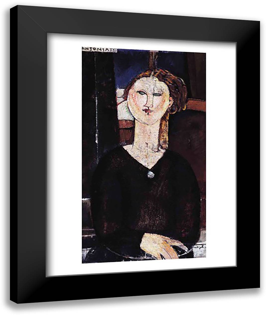 Antonia, c.1915 22x28 Black Modern Wood Framed Art Print Poster by Modigliani, Amedeo