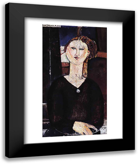 Antonia, c.1915 22x28 Black Modern Wood Framed Art Print Poster by Modigliani, Amedeo