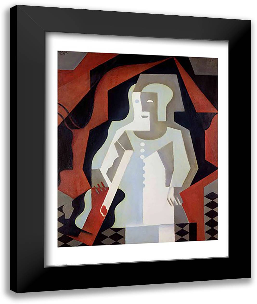Pierrot, 1919 22x28 Black Modern Wood Framed Art Print Poster by Gris, Juan