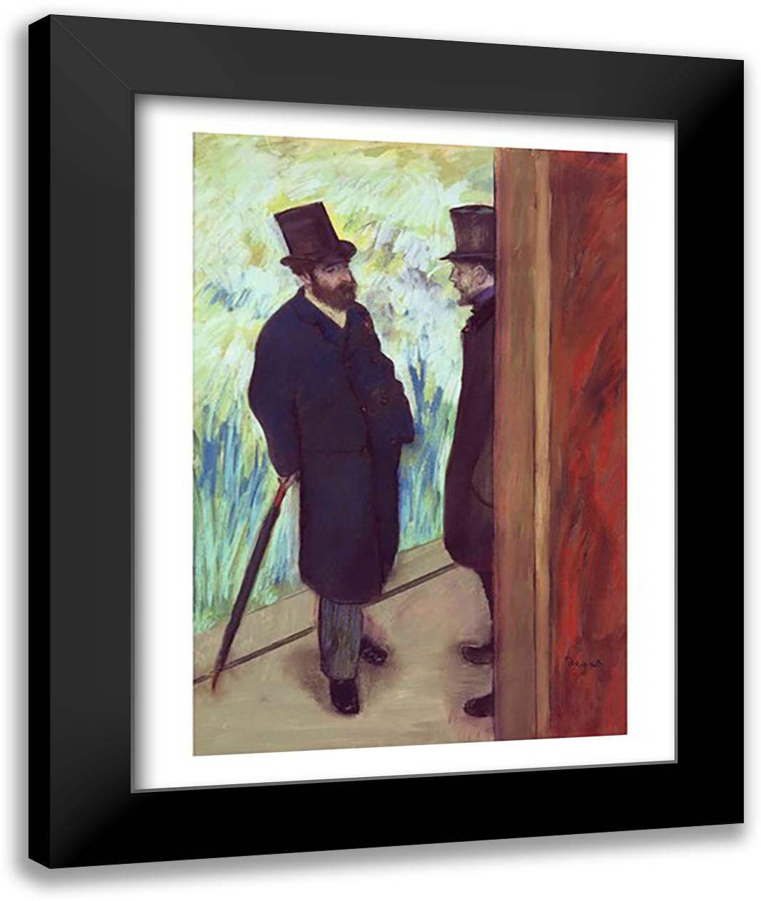 Friends at the Theatre, Ludovic Halevy 22x28 Black Modern Wood Framed Art Print Poster by Degas, Edgar