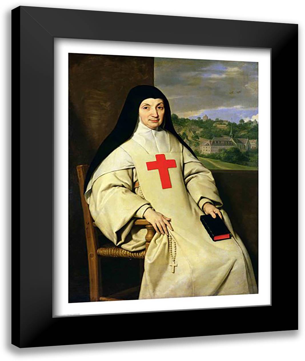 Mother Angelique Arnauld Abbess of Port-Royal, 1654 22x28 Black Modern Wood Framed Art Print Poster by Champaigne, Philippe De