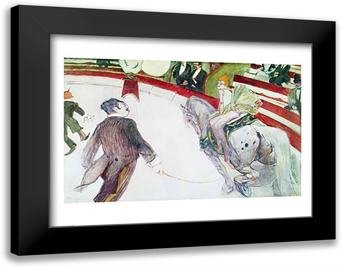 At the Circus Fernando: The Ringmaster, 1887-88 28x22 Black Modern Wood Framed Art Print Poster by Toulouse-Lautrec, Henri de
