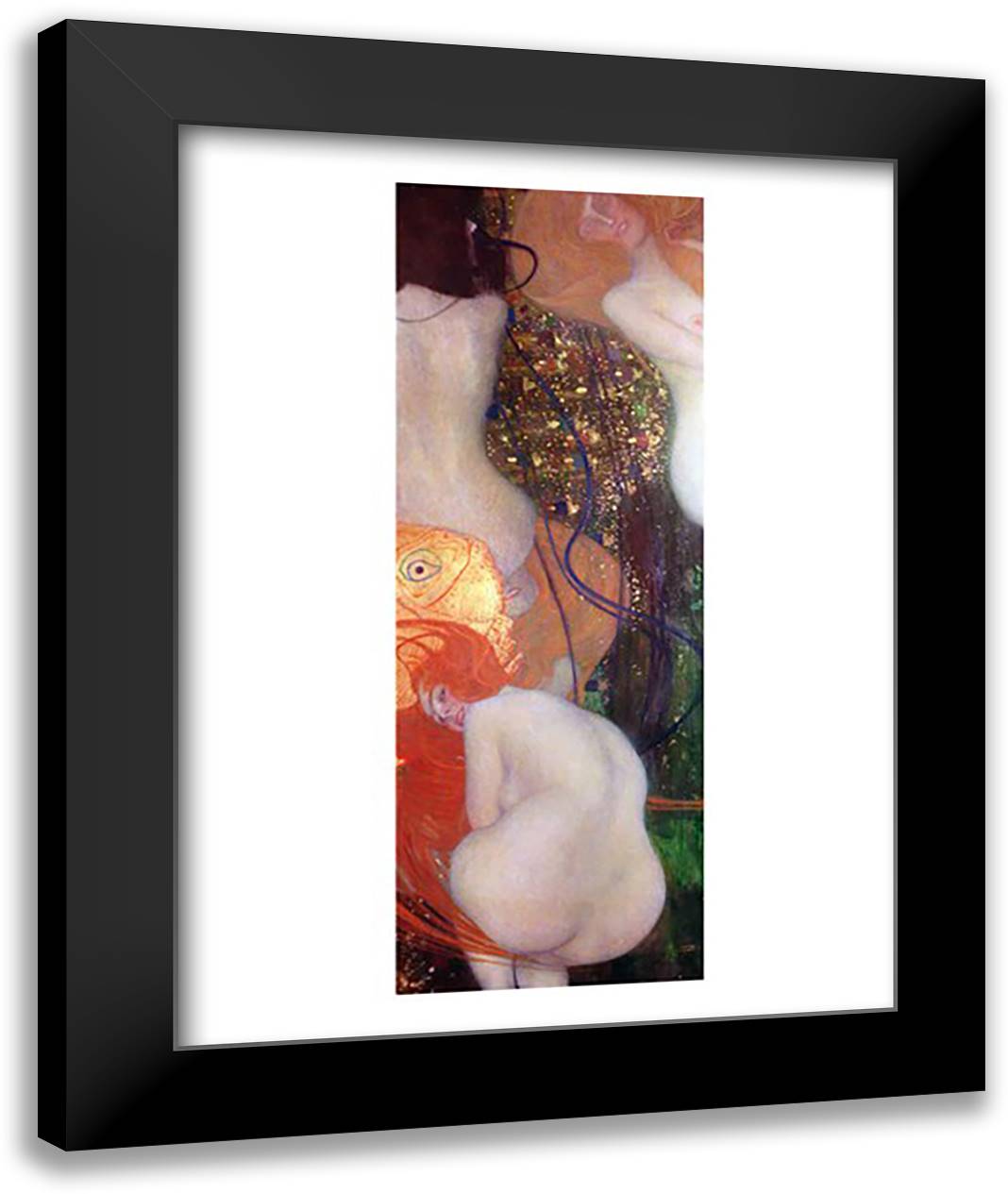 Goldfish 22x28 Black Modern Wood Framed Art Print Poster by Klimt, Gustav