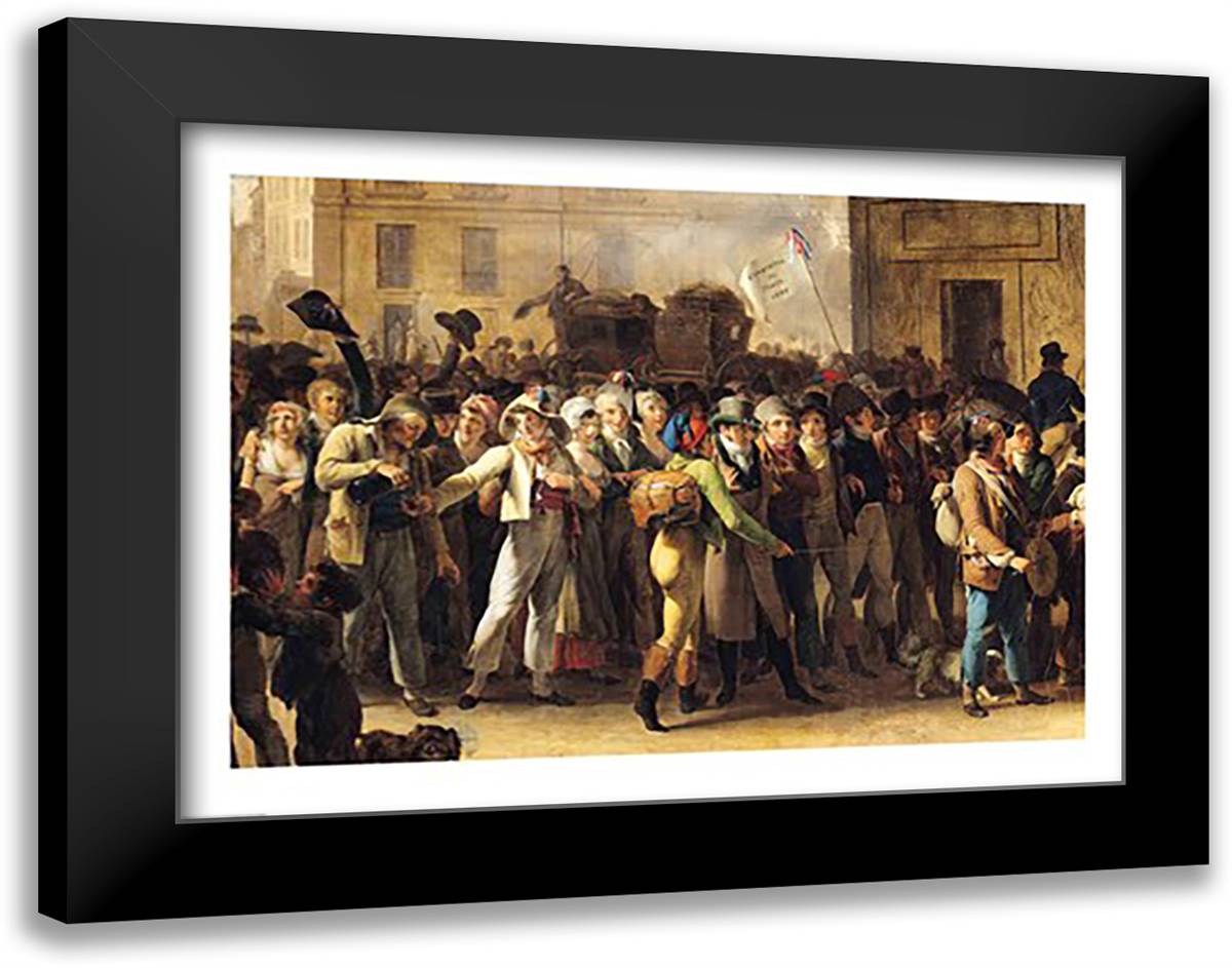The Conscripts of 1807 Marching Past the Gate of Saint-Denis 28x22 Black Modern Wood Framed Art Print Poster by Boilly, Louis-Leopold