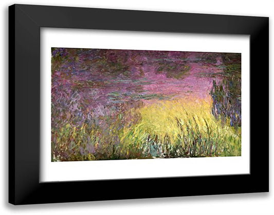 Waterlilies at Sunset, 1915-26 (detail of left side) 28x22 Black Modern Wood Framed Art Print Poster by Monet, Claude
