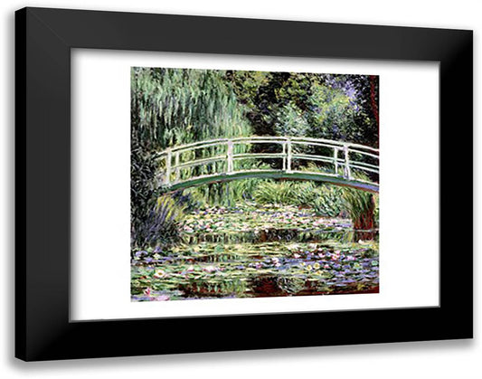 White Waterlilies, 1899 28x22 Black Modern Wood Framed Art Print Poster by Monet, Claude