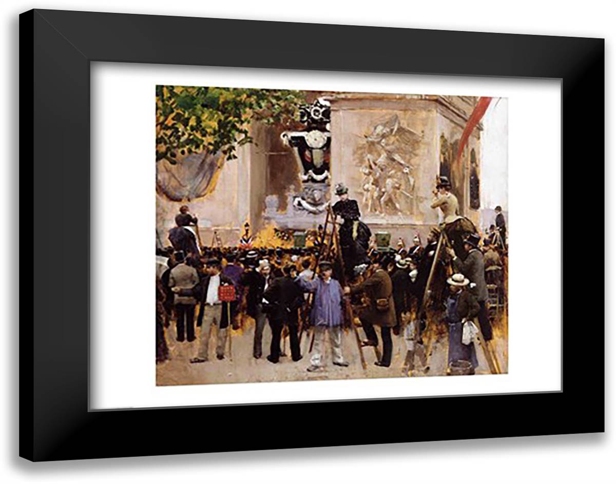 The Funeral of Victor Hugo 28x22 Black Modern Wood Framed Art Print Poster by Beraud, Jean