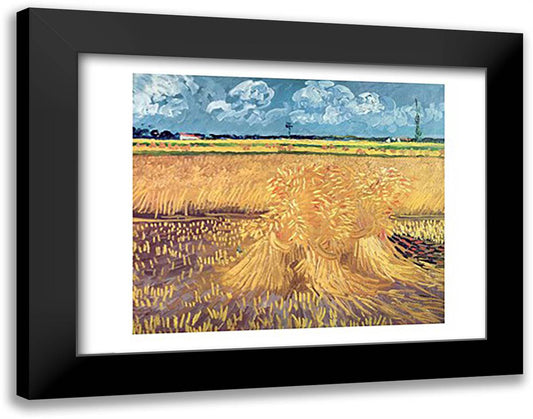 Wheatfield with Sheaves, 1888 28x22 Black Modern Wood Framed Art Print Poster by Van Gogh, Vincent
