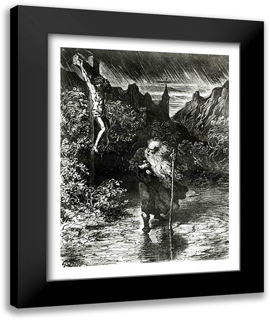 The Wandering Jew 22x28 Black Modern Wood Framed Art Print Poster by Dore, Gustave