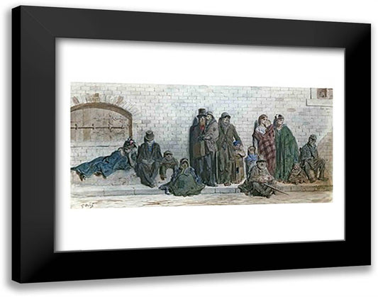 London Street Scene 28x22 Black Modern Wood Framed Art Print Poster by Dore, Gustave