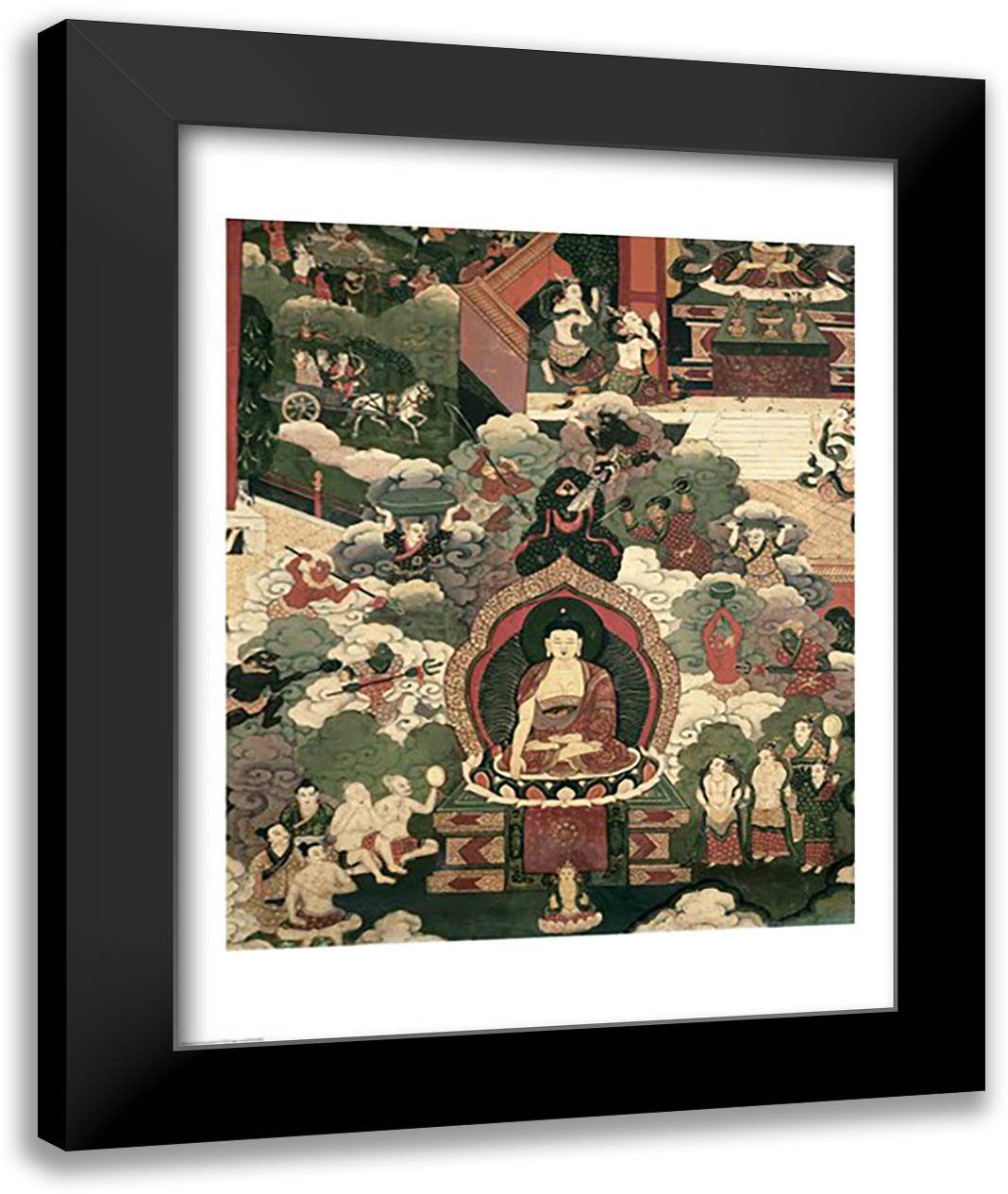 Life of Buddha Sakymuni 22x28 Black Modern Wood Framed Art Print Poster