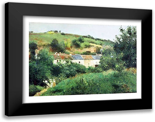 The Path in the Village, 1875 28x22 Black Modern Wood Framed Art Print Poster by Pissarro, Camille