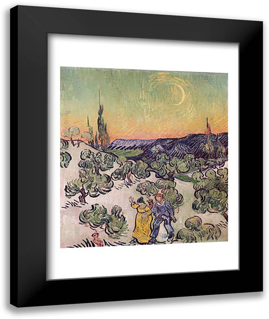 Moonlit Landscape, 1889 22x28 Black Modern Wood Framed Art Print Poster by Van Gogh, Vincent