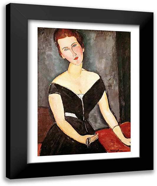 Madame G. van Muyden, 1917 22x28 Black Modern Wood Framed Art Print Poster by Modigliani, Amedeo