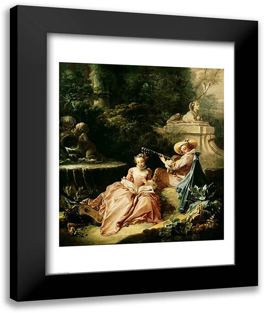 The Music Lesson, 1749 22x28 Black Modern Wood Framed Art Print Poster by Boucher, Francois