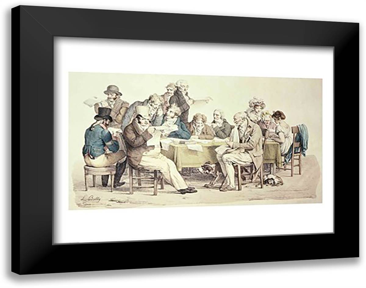 The Newspapers 28x22 Black Modern Wood Framed Art Print Poster by Boilly, Louis-Leopold