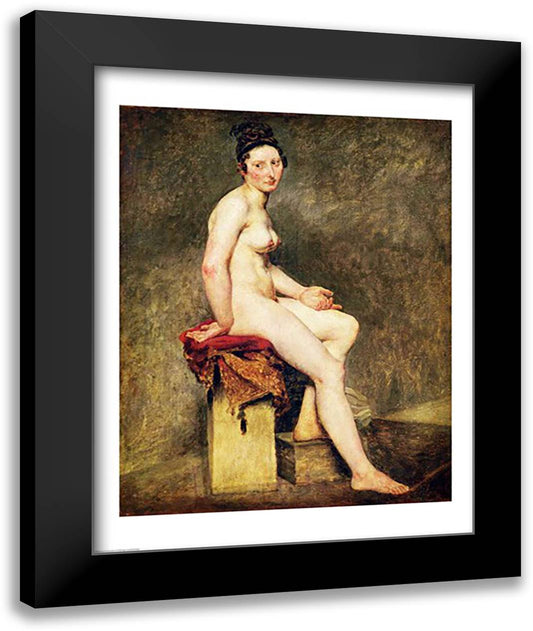 Seated Nude, Mademoiselle Rose 22x28 Black Modern Wood Framed Art Print Poster by Delacroix, Eugene