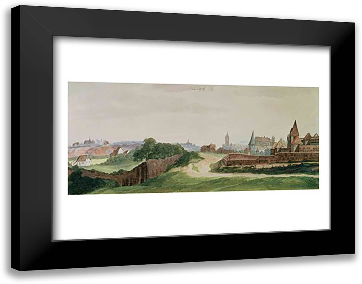 View of Nuremberg 28x22 Black Modern Wood Framed Art Print Poster by Durer, Albrecht