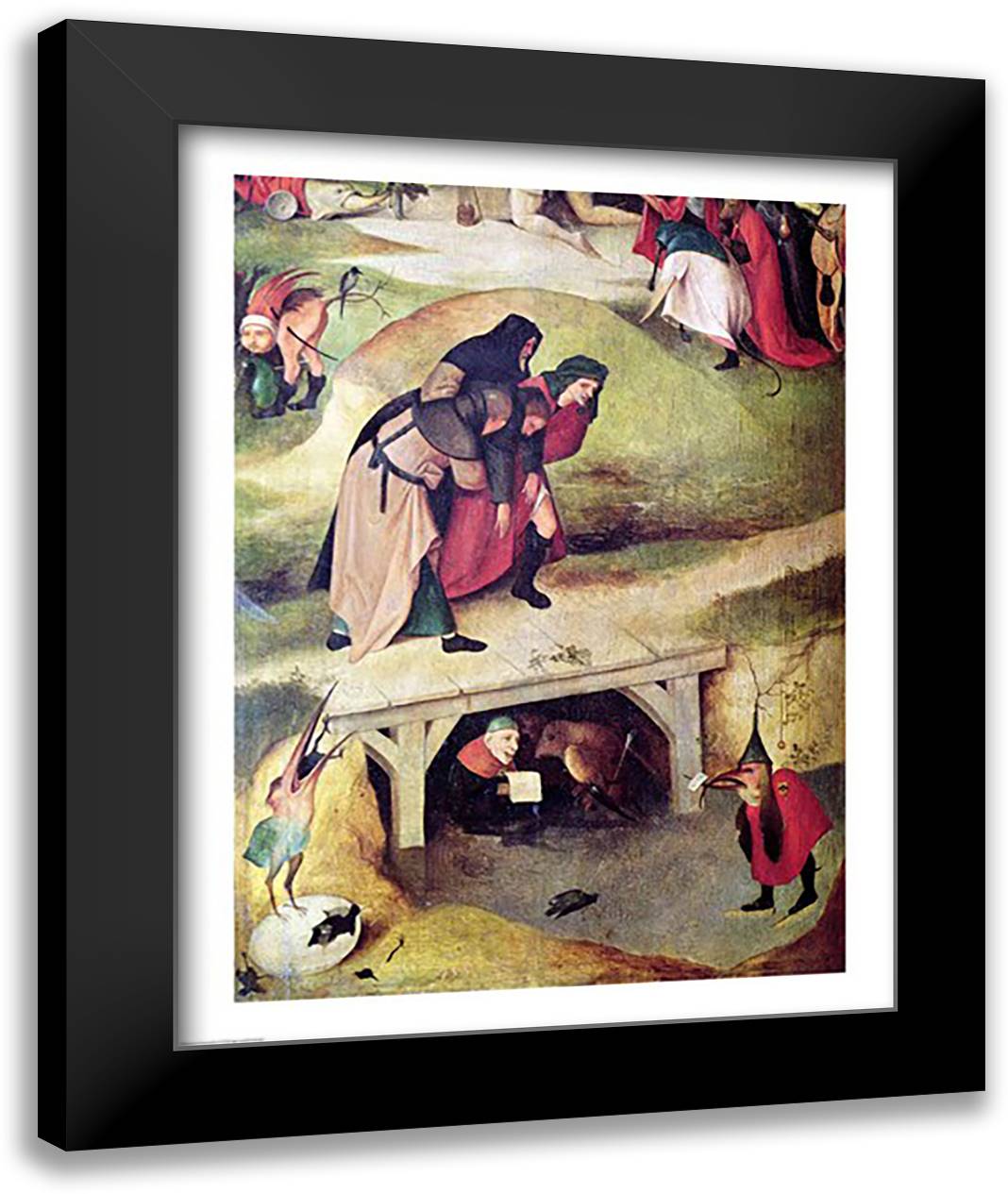 Temptation of St. Anthony, detail from left hand panel of the triptych 22x28 Black Modern Wood Framed Art Print Poster by Bosch, Hieronymus