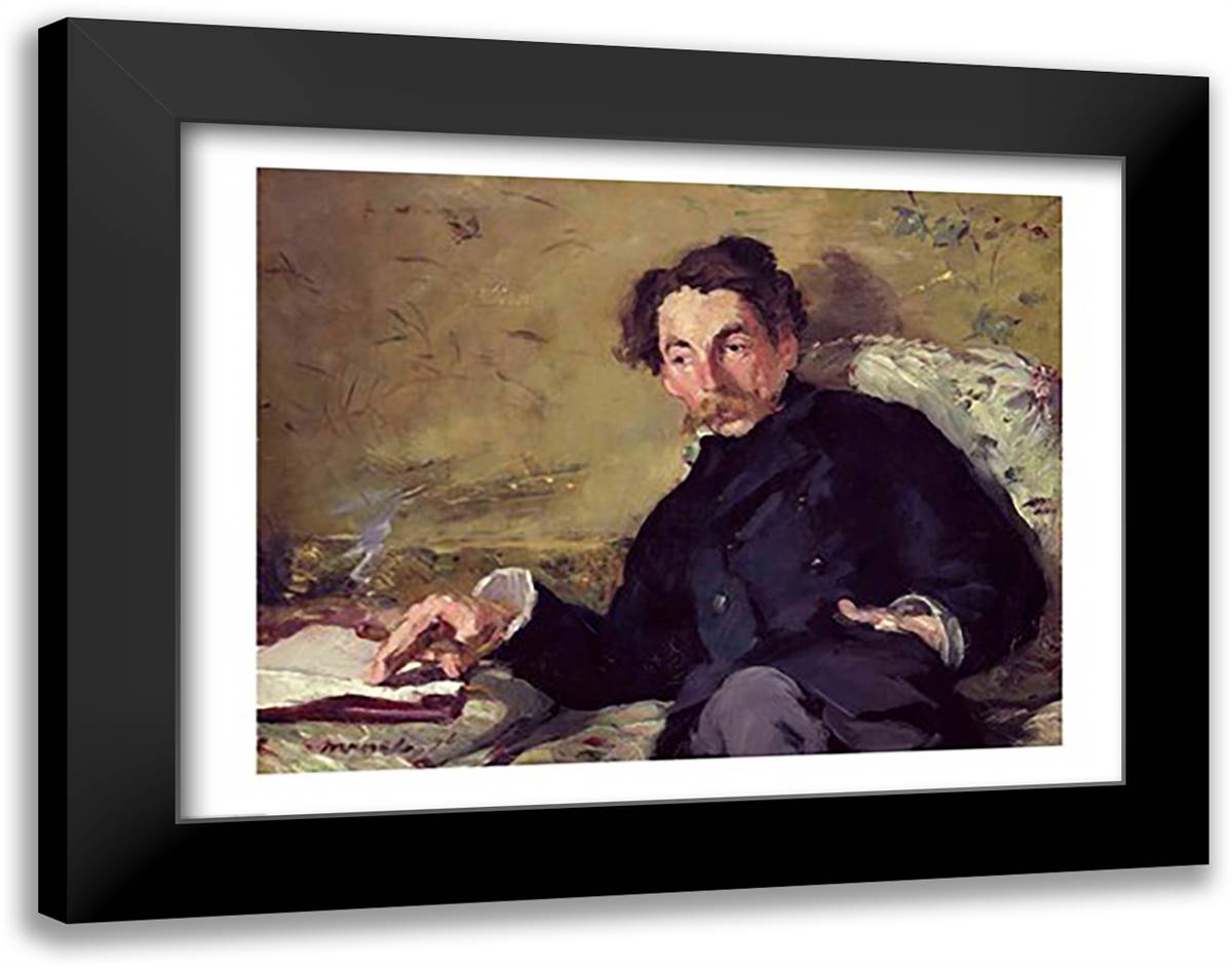 Stephane Mallarme 28x22 Black Modern Wood Framed Art Print Poster by Manet, Edouard