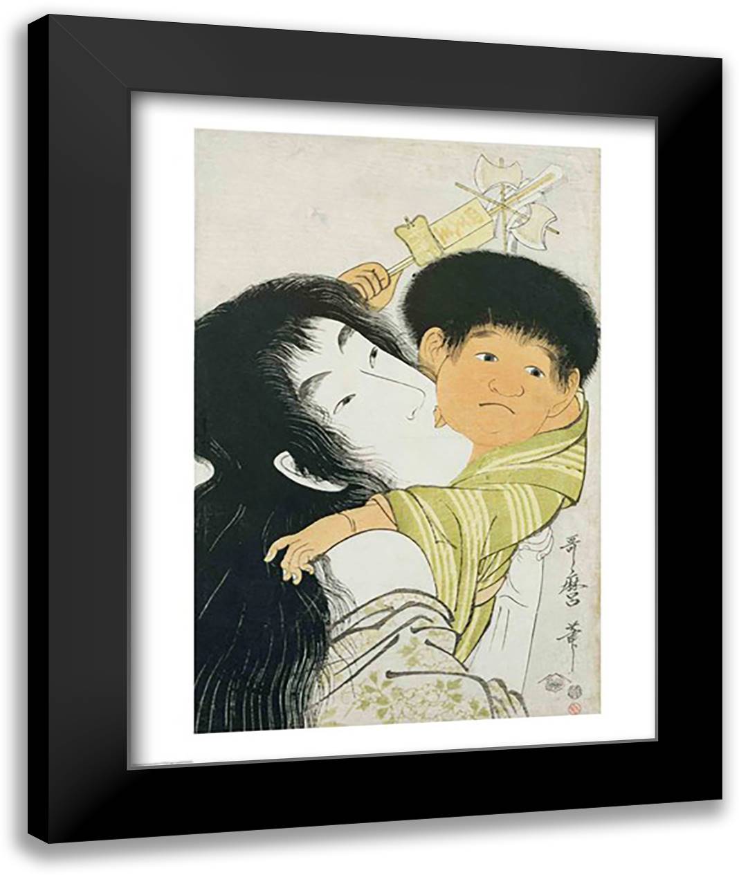 Yama-Uba and Kintoki 22x28 Black Modern Wood Framed Art Print Poster