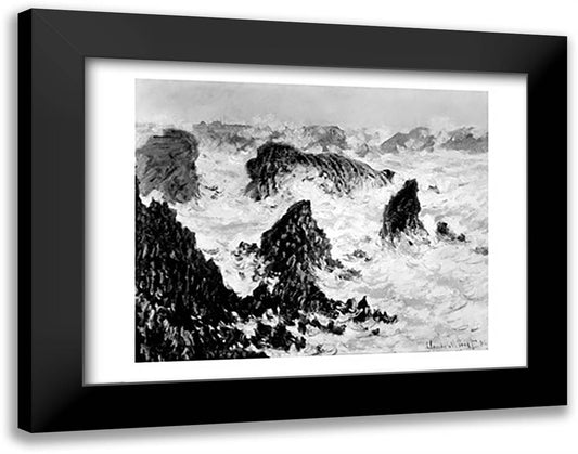 The Rocks of Belle-Ile, 1886 28x22 Black Modern Wood Framed Art Print Poster by Monet, Claude
