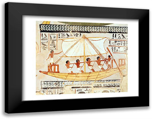 Boatmen on the Nile, from the Tomb of Sennefer 28x22 Black Modern Wood Framed Art Print Poster