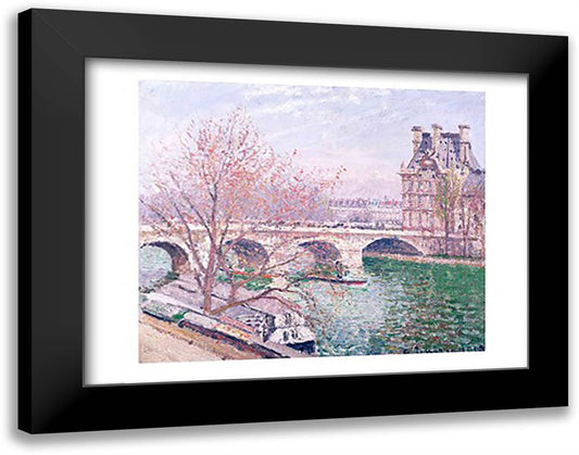 The Pont-Royal and the Pavillon de Flore, 1903 28x22 Black Modern Wood Framed Art Print Poster by Pissarro, Camille