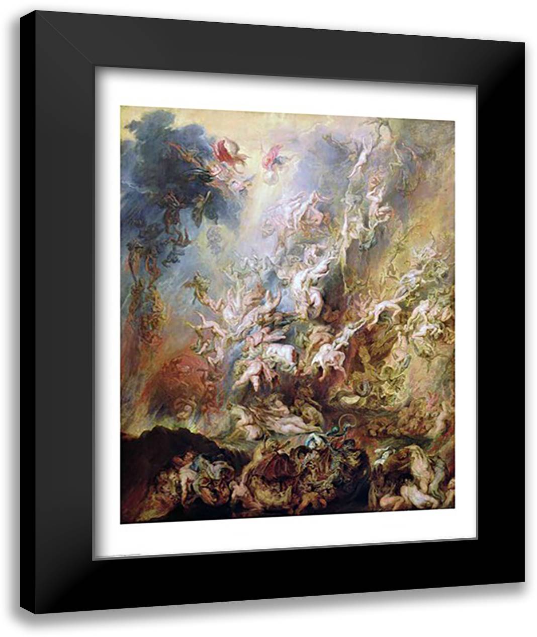 The Fall of the Damned 22x28 Black Modern Wood Framed Art Print Poster by Rubens, Peter Paul