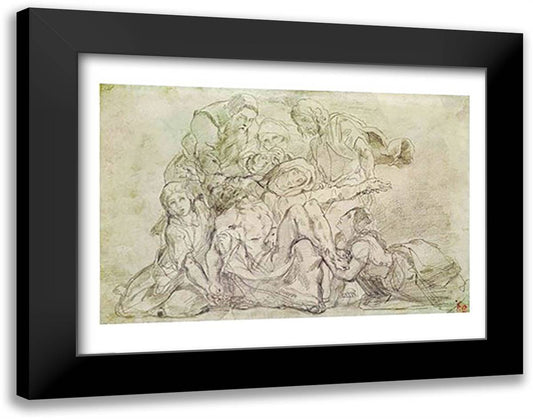 Pieta 28x22 Black Modern Wood Framed Art Print Poster by Delacroix, Eugene