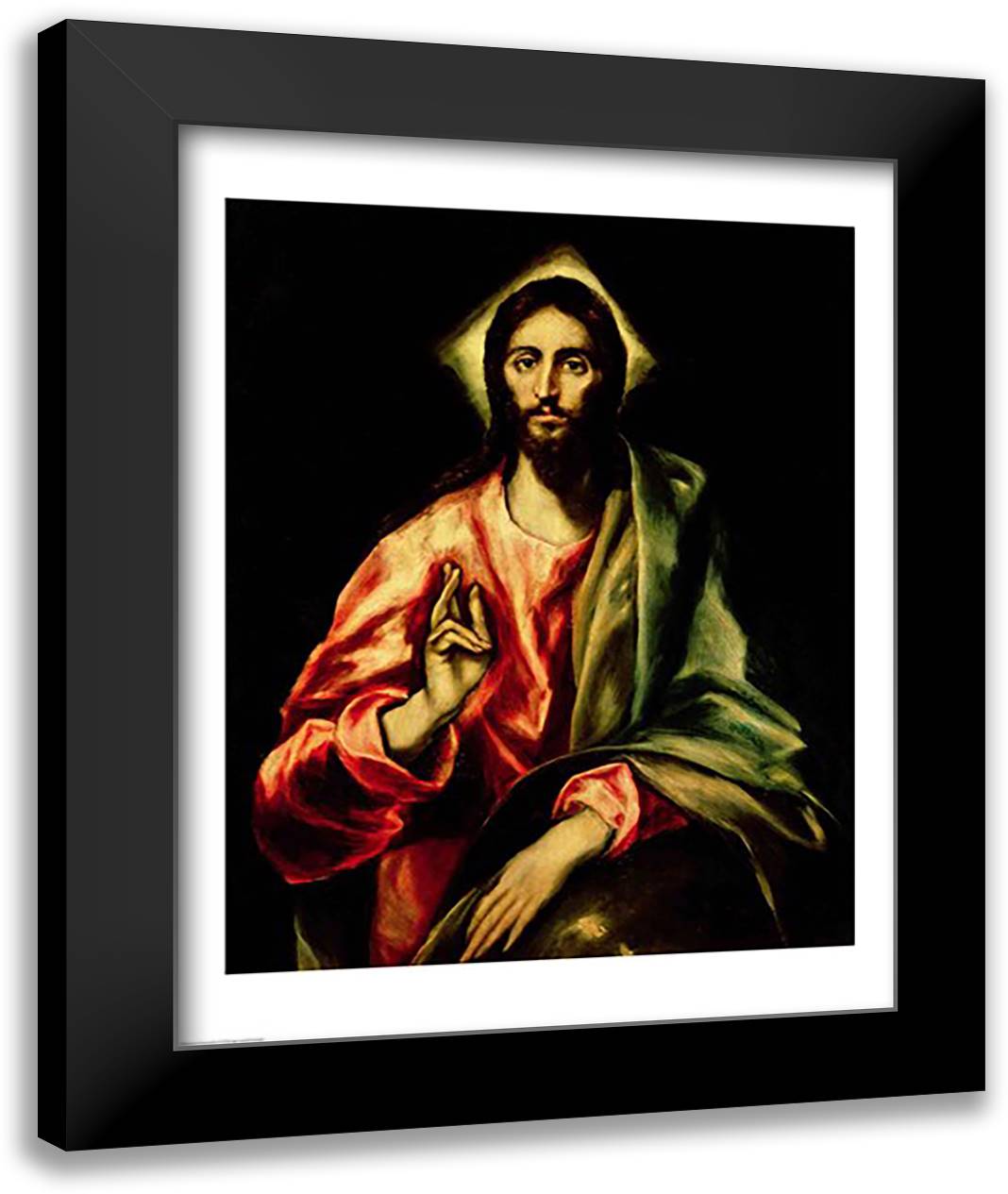 Christ Blessing 22x28 Black Modern Wood Framed Art Print Poster by El Greco