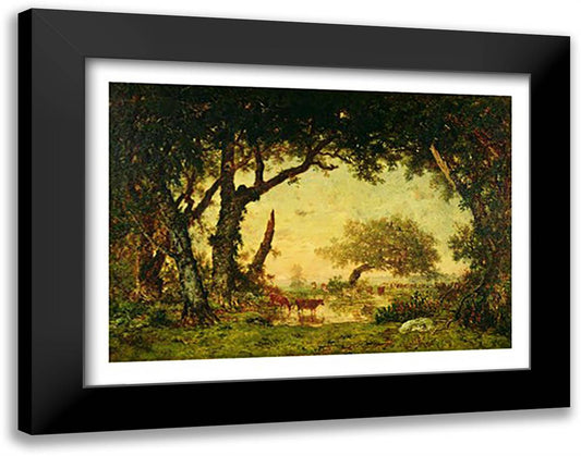 The Edge of the Forest at Fontainebleau 28x22 Black Modern Wood Framed Art Print Poster by Rousseau, Henri