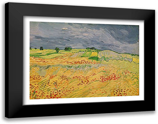 Plain at Auvers, 1890 28x22 Black Modern Wood Framed Art Print Poster by Van Gogh, Vincent