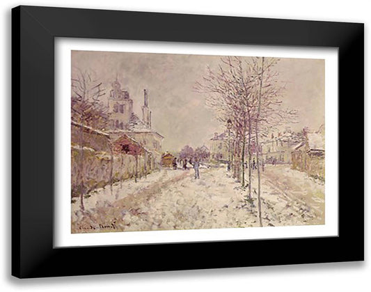 Snow Effect 28x22 Black Modern Wood Framed Art Print Poster by Monet, Claude