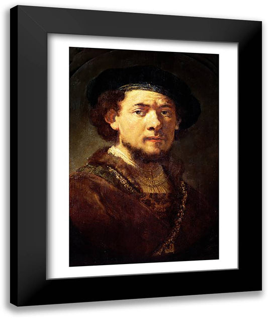 Portrait of a Man with a Gold Chain or, Self Portrait with Beard 22x28 Black Modern Wood Framed Art Print Poster by Rembrandt