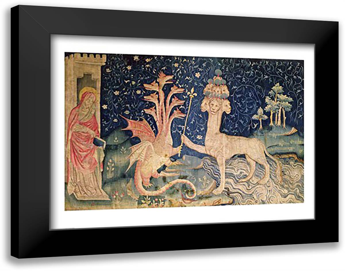 The Beast of the Sea with Seven Heads and Ten Crowns 28x22 Black Modern Wood Framed Art Print Poster by Bataille, Nicolas
