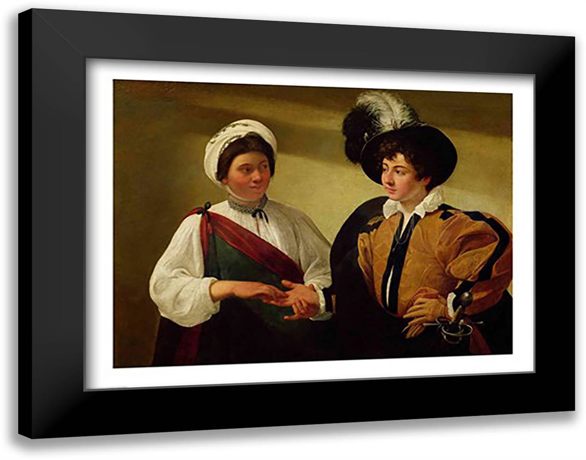 The Fortune Teller, c.1596-97 28x22 Black Modern Wood Framed Art Print Poster by Caravaggio