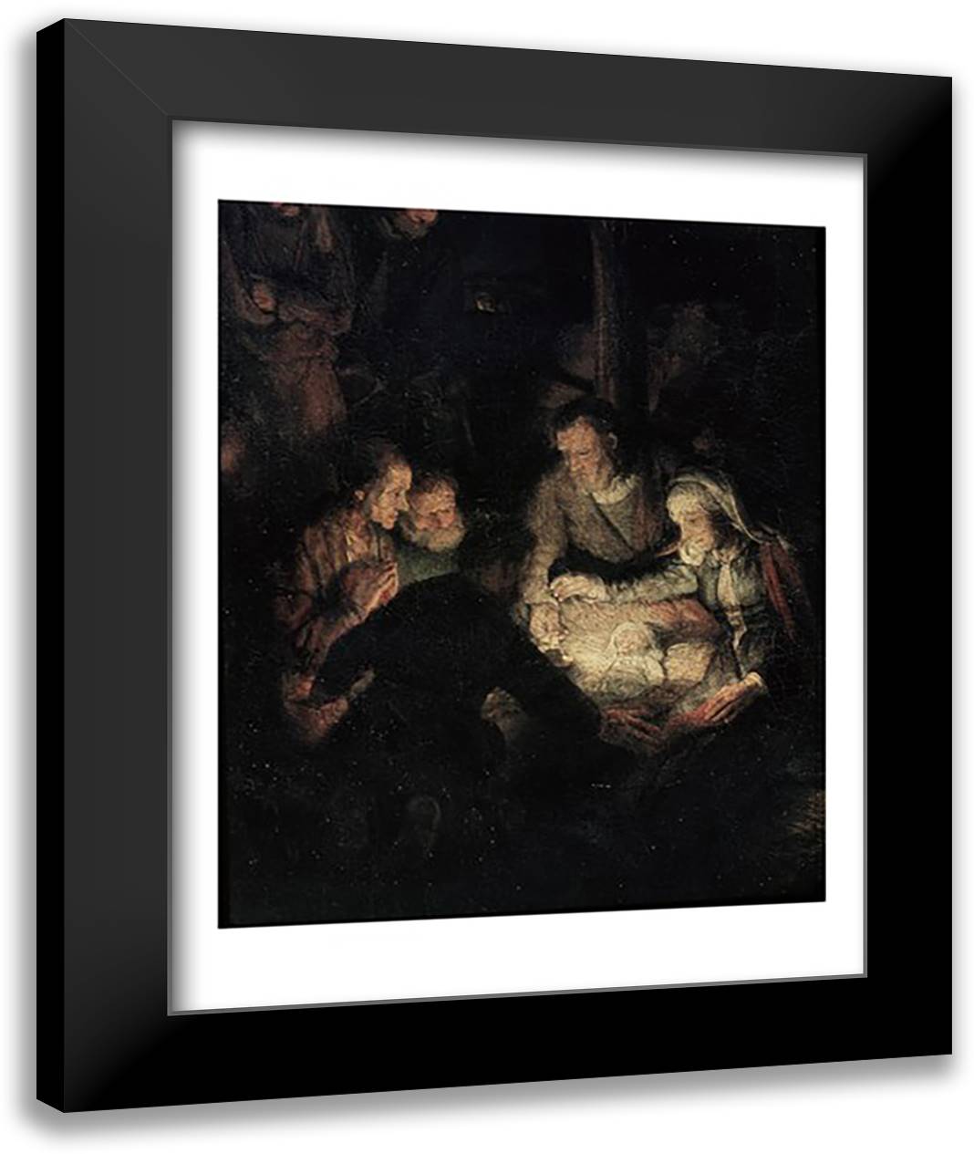 The Adoration of the Shepherds 22x28 Black Modern Wood Framed Art Print Poster by Rembrandt