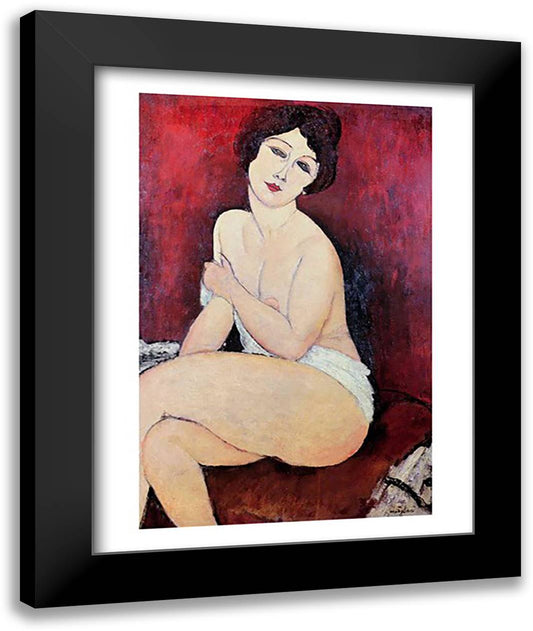 Large Seated Nude 22x28 Black Modern Wood Framed Art Print Poster by Modigliani, Amedeo