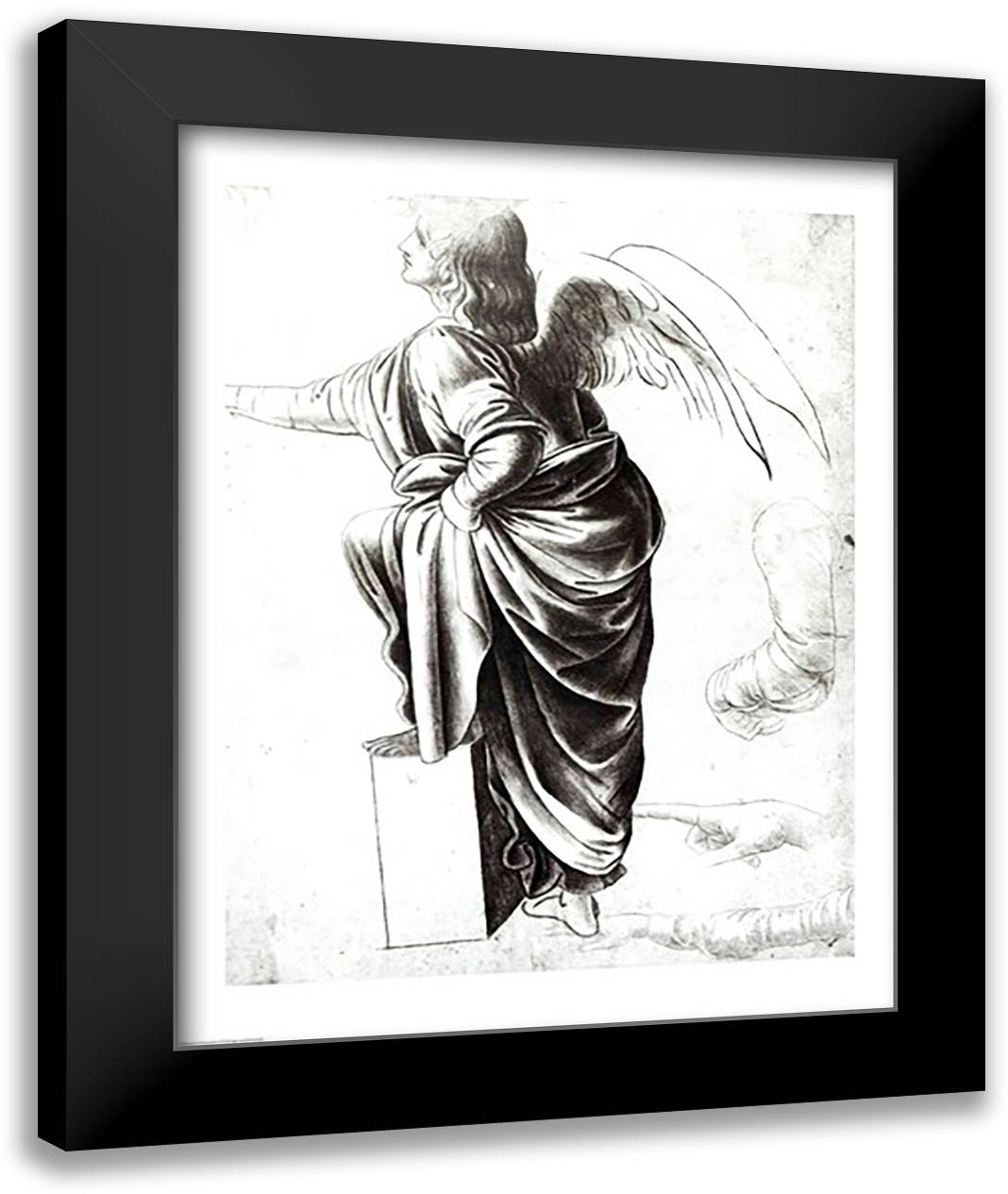 Study of an Angel 22x28 Black Modern Wood Framed Art Print Poster by da Vinci, Leonardo