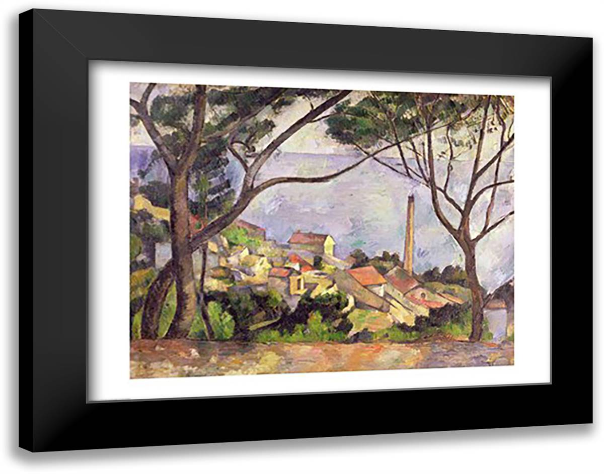 The Sea at l'Estaque, 1878 28x22 Black Modern Wood Framed Art Print Poster by Cezanne, Paul