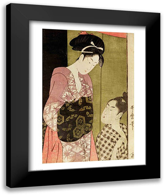 A Man Painting a Woman 22x28 Black Modern Wood Framed Art Print Poster