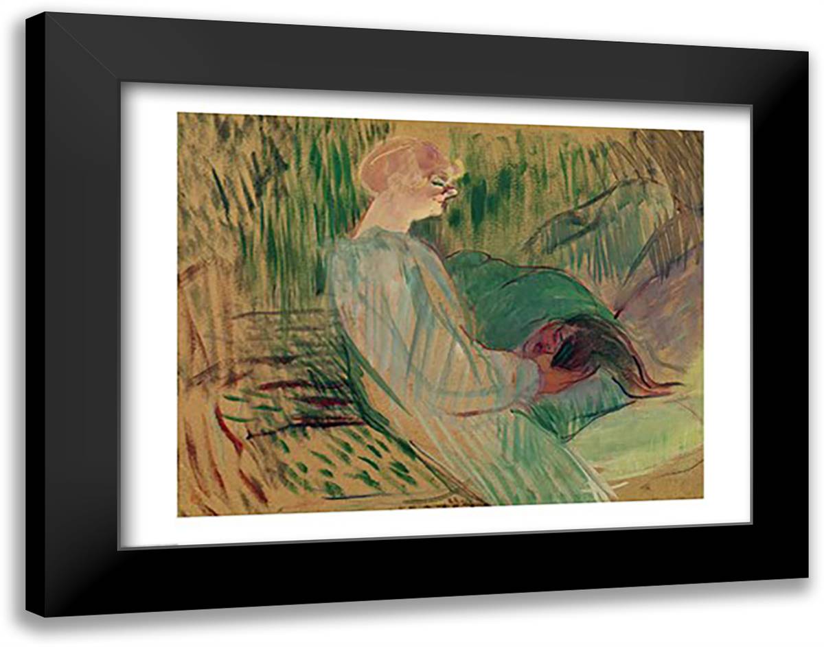 The Divan, Rolande, 1894 28x22 Black Modern Wood Framed Art Print Poster by Toulouse-Lautrec, Henri de