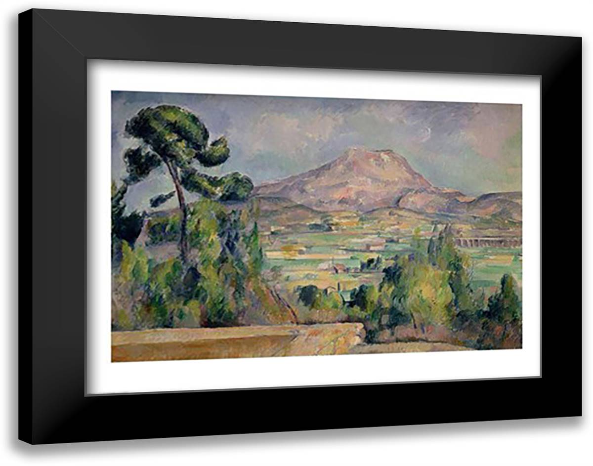 Montagne Sainte-Victoire 28x22 Black Modern Wood Framed Art Print Poster by Cezanne, Paul