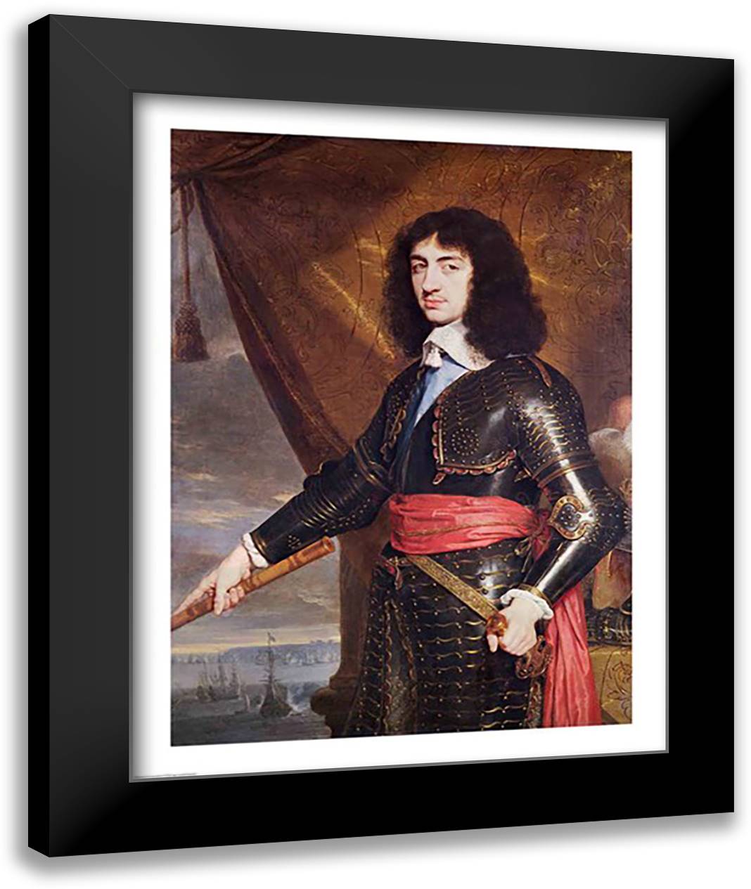 Portrait of Charles II 22x28 Black Modern Wood Framed Art Print Poster by Champaigne, Philippe De