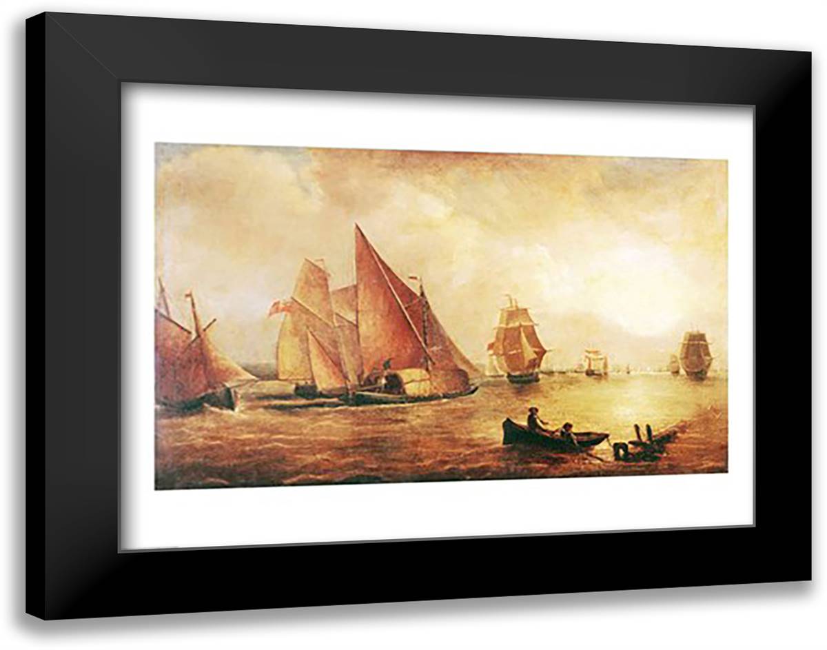 Estuary of the Thames and the Medway 28x22 Black Modern Wood Framed Art Print Poster by Turner, J.M.W.